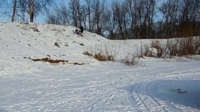 Самодельный снегоход палочник-трубочник, первый выезд.
