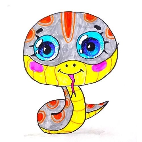 Рисуем милую змейку #как_нарисовать #рисование_для_детей