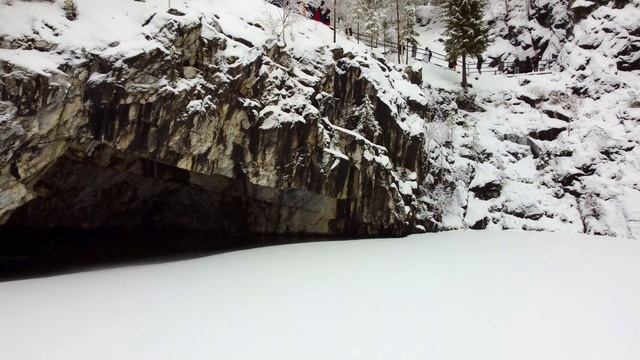 Карелия зимой на машине, Рускеала, Горный парк с высоты птичьего полета