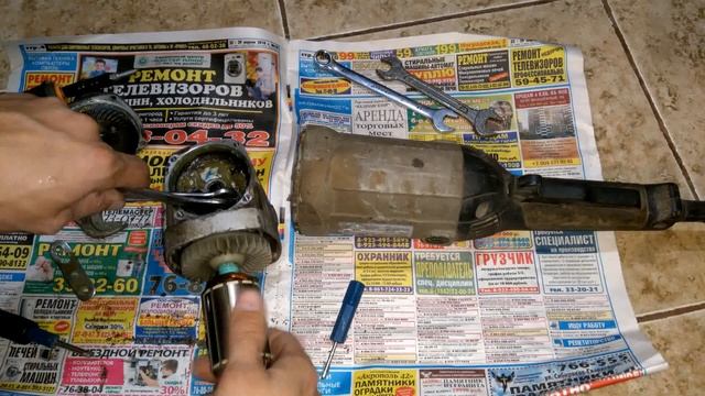 Болгарка УШМ Интерскол 150/1300 Замена корпуса редуктора.