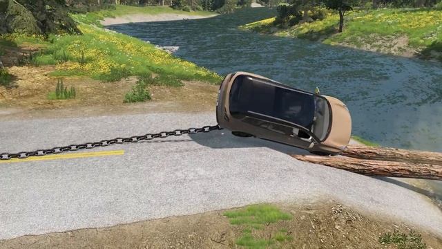 Тачки против сломанного бревенчатого моста – BeamNG.Drive