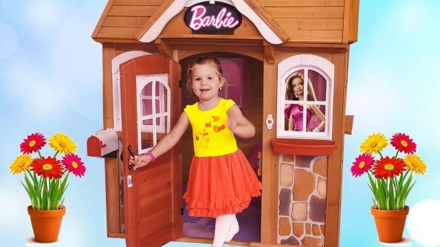Kids Playroom with houses and dolls Barbie