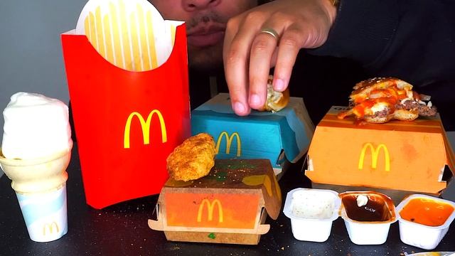ASMR MCDONALD'S ICE CREAM CONE CHEESY QUARTER POUNDER CHICKEN NUGGETS FRIES FISH FILLET *BIG BITES*
