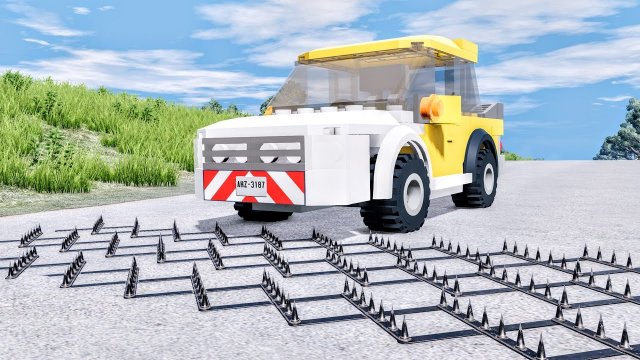 Столкновения на высокой скорости с полосой шипов #55 – BeamNG Drive