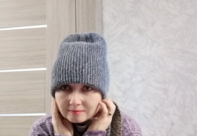 Двойная шапочка бини спицами. Вязание поворотными рядами. Подробный МК