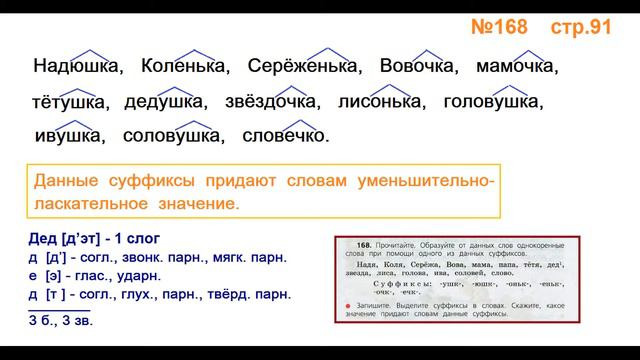 Руский язык учебник. 3 класс. Часть 1. Канакина Упражнение 168