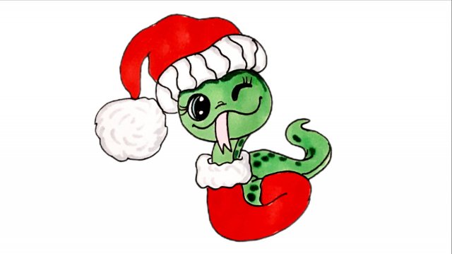 Как нарисовать НОВОГОДНЮЮ ЗМЕЮ символ 2025 года/зимние рисунки для срисовки