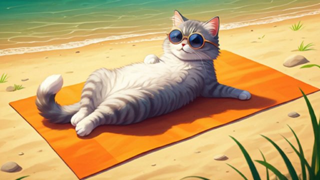 Кот Тиша и капибара Рюня: приключения на пляже