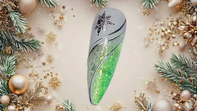 Яркий витраж. Идея новогоднего маникюра. МК