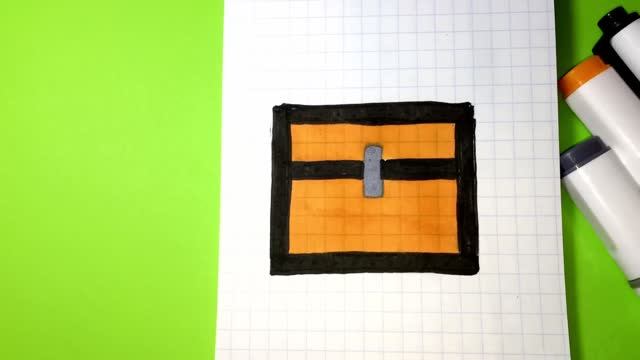 Как Рисовать Сундук из Майнкрафт - Рисунки по Клеточкам Pixel Art How to Draw a Chest from Minecraft