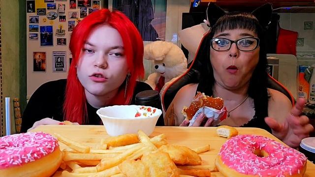 Мукбанг | Бургеры,Картошка фри и донаты пончики | Обжор Асмр