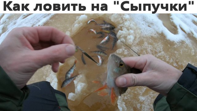 Как ловить окуня на сыпящиеся блесны зимой. Листик 35мм.