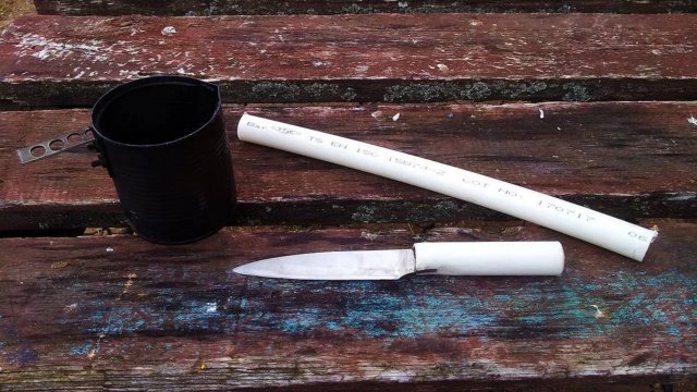Рукоять для ножа из пластиковой водопроводной трубы. Проверяем эксперимент