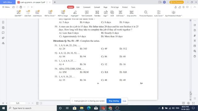#CUET CLASS DT APRIL 19, 2023 / #PAST QUESTION PAPER - GENERAL TEST DISCUSSION / MATHS & ENGLISH