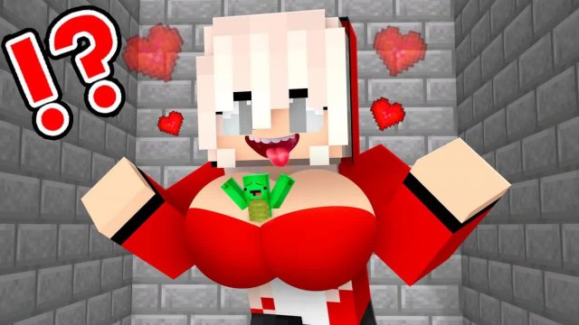 Крошечный парень против красивой девушки гиганта, майнкрафт мультфильм