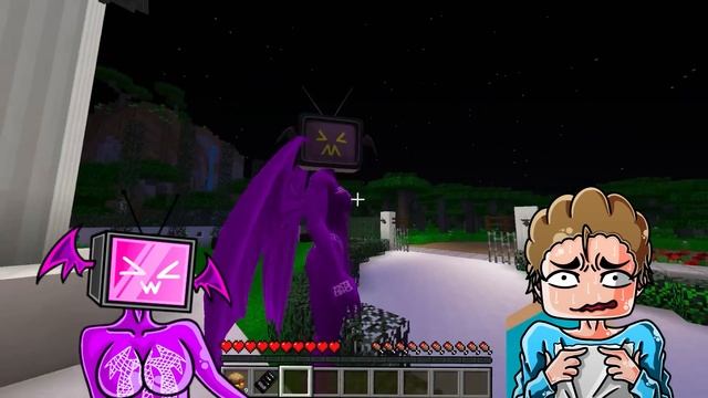МАЙНКРАФТ НО НОЧЕВКА С ВЛЮБЛЕННЫМИ ДРАКОН ТВ ВУМЕН В МАЙНКРАФТ! КРАСЯ DRAGON TV WOMAN  MINECRAFT