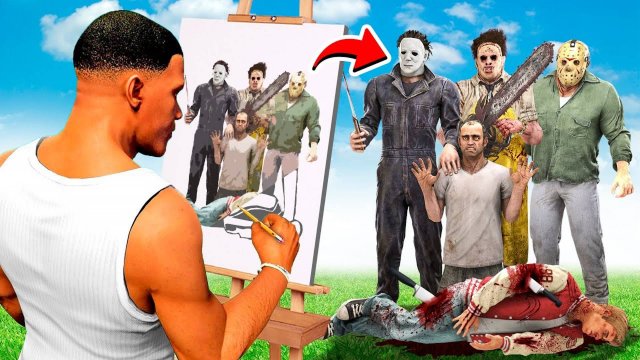 ГТА 5 , НО РИСУНКИ СТАНОВЯТСЯ ЖИВЫМИ! НИКОГДА НЕ РИСУЙ ЭТО... В ОБЗОР МОДА GTA 5 MODS ОНЛАЙН МОДЫ