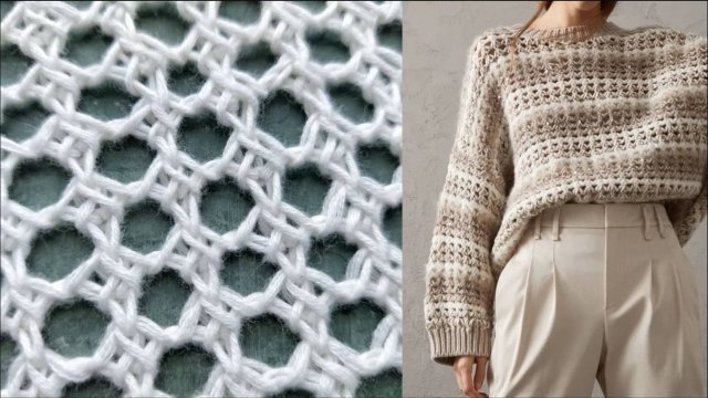 Красивая сетка спицами а-ля Кучинелли