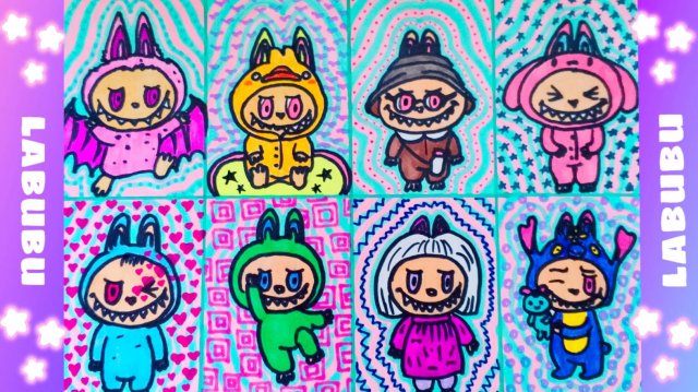 Лабубу. Рисую монстриков Лабубу. Как рисовать Лабубу