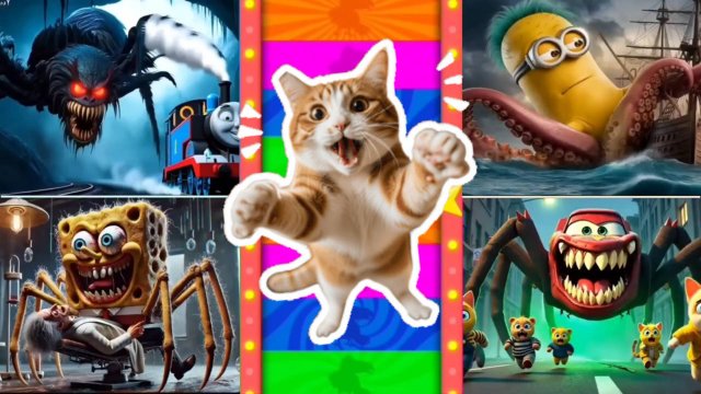 Поезд Томас Паук Монстр 🆚 Губка Боб EXE 🆚 Молния Маккуин 🆚 Миньон Монстр