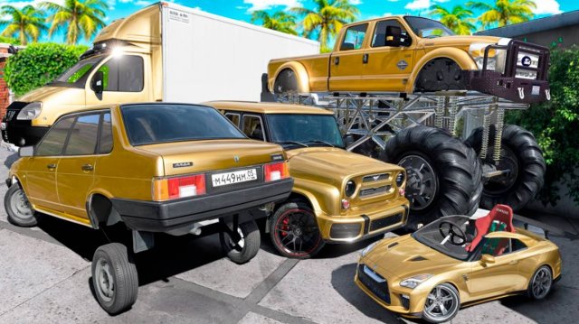 Угнал кучу золотых чит тачек и огромный монстр трак у мажора за 180 сек! Битва воров в ГТА 5 Онлайн