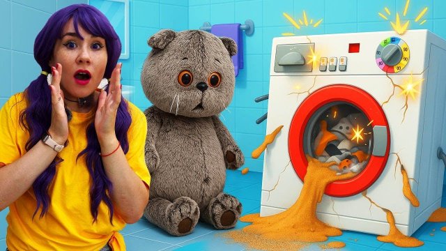 Что будет, если в стиралку попал песок? 🙀 Узнаем с котом Дымком!