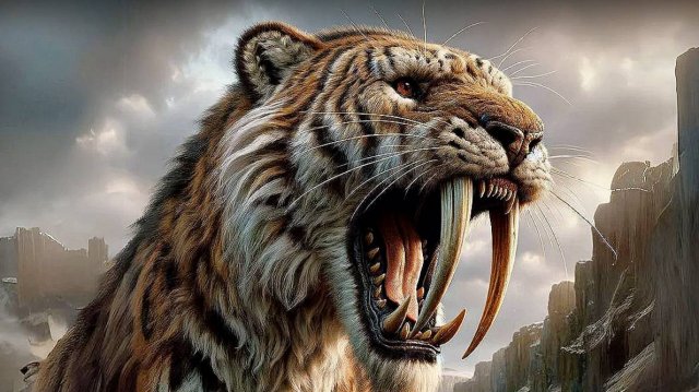 Ледниковый период Хищники - Саблезубый тигр, Гиенодоны живущие на земле