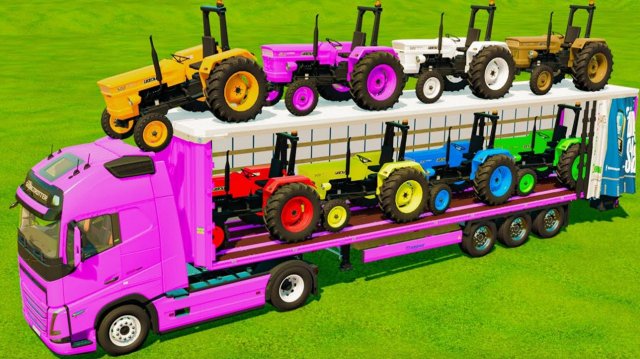 МУЛЬТИКИ ПРО МАШИНКИ НА ФЕРМЕ ДЛЯ ДЕТЕЙ 🚚 ИГРАЕМ В РАЗНОЦВЕТНЫЕ ТРАКТОРЫ И ГРУЗОВИКИ ДЛЯ ДЕТЕЙ 🚜