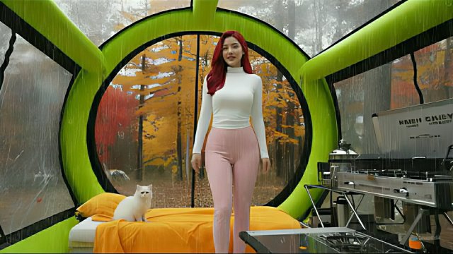 Кемпинг в большой капсульной палатке в сильный дождь. Бушкрафт