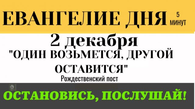 2 декабря Евангелие дня Один возьмется, а другой оставится. Почему Бог разделит даже близких