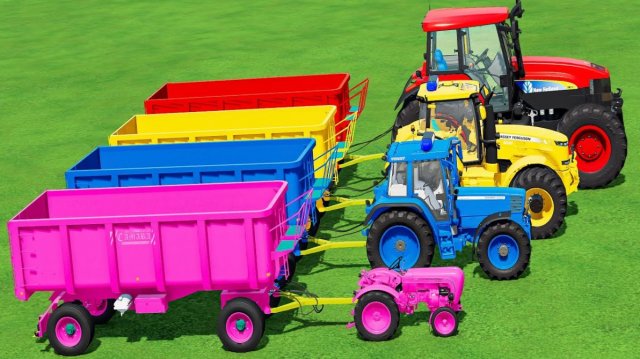 МУЛЬТИКИ ПРО МАШИНКИ НА ФЕРМЕ ДЛЯ ДЕТЕЙ! ИГРАЕМ В РАЗНОЦВЕТНЫЕ ТРАКТОРА И ГРУЗОВИКИ ДЛЯ ДЕТЕЙ 🚜🚚