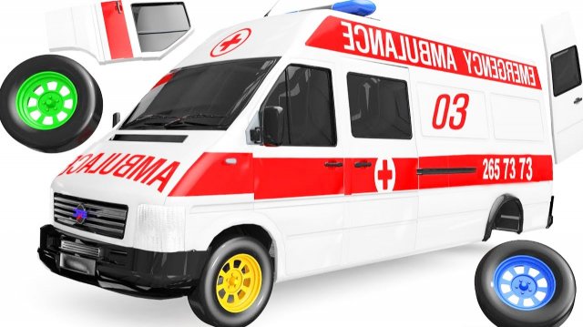 Мультики для детей. Собираем машинку скорой помощи. Смотреть онлайн мультики для малышей