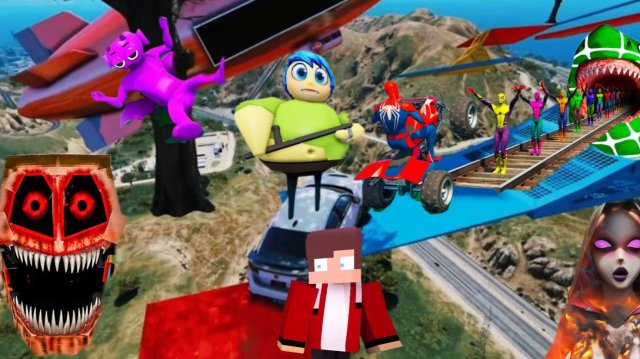 ЭПИЧЕСКИЙ паркур в небе ГТА 5: СУПЕРГЕРОИ падают к гигантскому Кинг-Конгу!