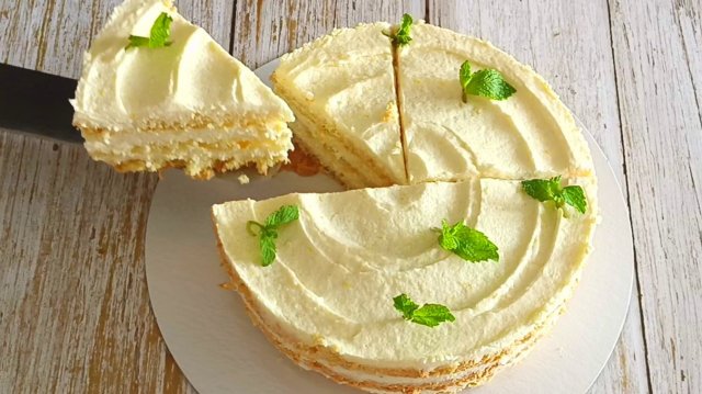 Торт лимонный по-советски с заварным кремом из манки!