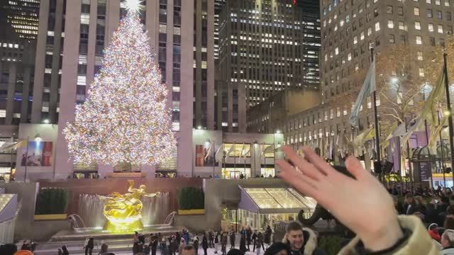 🇺🇸Рождественские огни и праздничная прогулка по Нью-Йорку🎄💂🏼Рождественская елка у Рокфеллер-цен