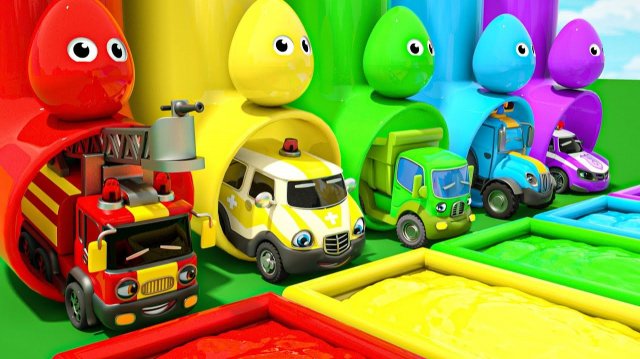 Прыгающий школьный автобус и разноцветные шарики детские стишки мультики про машинки для детей