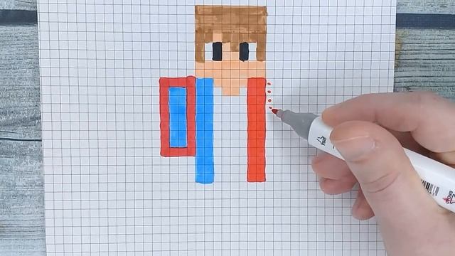 Как нарисовать КОМПОТА по клеточкам из МАЙНКРАФТА ? Рисунки по клеточкам - майнкрафт, скин, пиксель