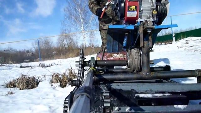 Самодельный снегоход из мотоблока! ШОК! Ширина гусеницы 750 мм!