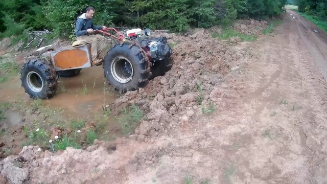 Первые испытания мотоблока на ободрышах