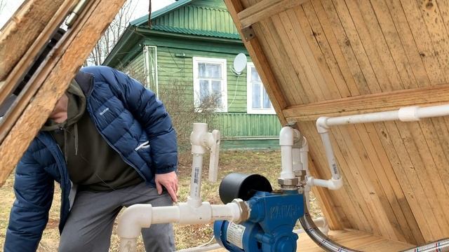 Насосная станция Калибр СВД 160. Запуск системы водоснабжения после зимы. Развоздушивание насоса