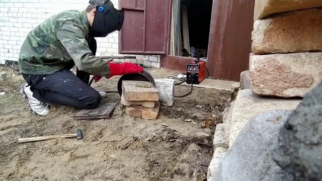 приставка на отработке для дровяной печи в гараж.2 часть.  печь на отработке.