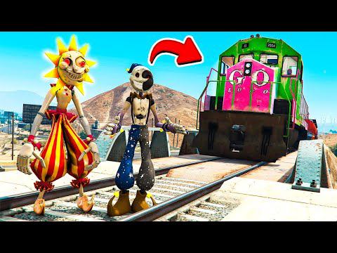 СМОГУТ ЛИ СОЛНЦЕ И ЛУНА ОСТАНОВИТЬ ПОЕЗД в ГТА 5 МОДЫ! АНИМАТРОНИКИ ФНАФ Security Breach GTA 5 ВИДЕО