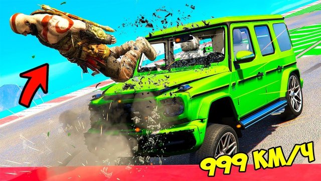 КАК ДАЛЕКО КРАТОС МОЖЕТ ВЫЛЕТЕТЬ ИЗ МАШИНЫ ПРИ УДАРЕ ЭКСПЕРИМЕНТ В ГТА 5! ОБЗОР МОДА В GTA 5 ВИДЕО