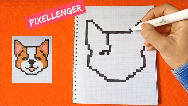 Как рисовать по клеточкам Собачку Корги Простые рисунки How to Draw Dog Corgi Pixel Art