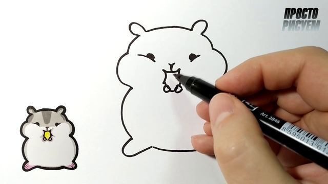 Как нарисовать ХОМЯКА, Легкие рисунки для срисовки