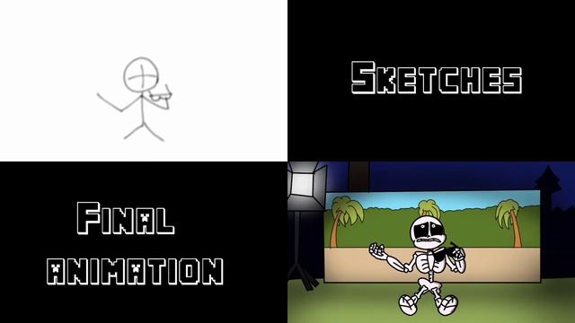 Skeleton rap - behind the scenes ( sketches vs animation) - ZAMination's Minecraft music video