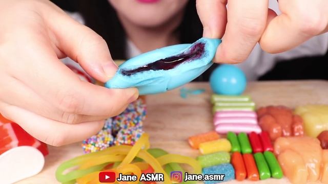 ASMR RAINBOW JELLY GUMMY PARTY *CHICKEN GUMMY, RAINBOW GUMMY 초밥 젤리, 통닭 젤리 먹방 JANE ASMR 제인