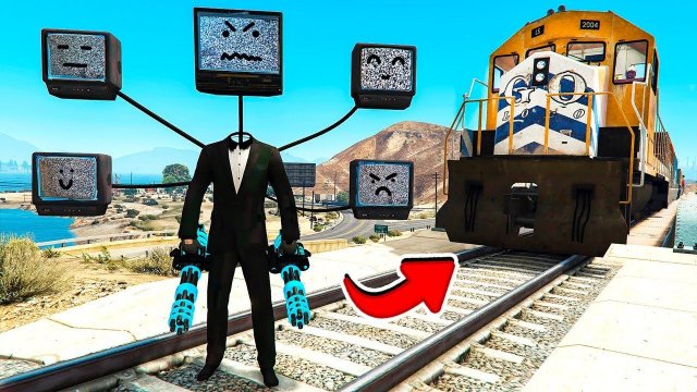 СМОЖЕТ ЛИ ТВ МЕН ОСТАНОВИТЬ ПОЕЗД в ГТА 5 МОДЫ! TV MAN СКИБИДИ ТУАЛЕТ и ОБЗОР МОДА в GTA 5 ВИДЕО