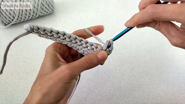 Плотный узор крючком. Вязание для начинающих из  шнура.