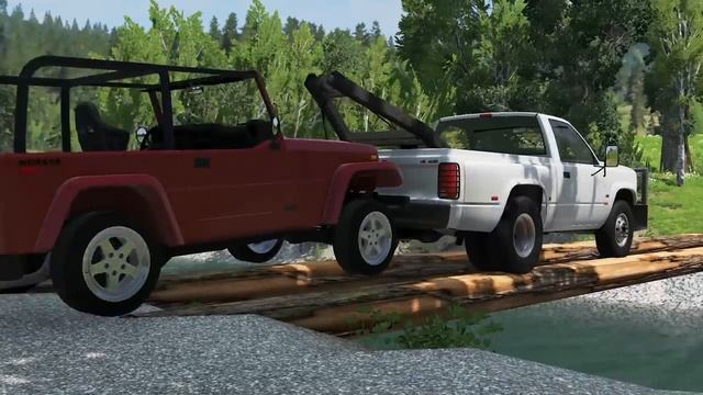 Тачки против бревенчатого моста - BeamNG Drive
